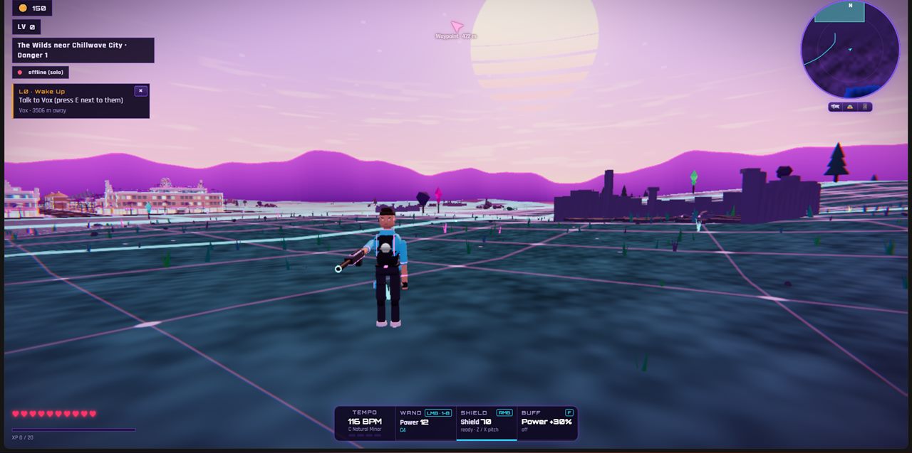 Walking the wilds outside Chillwave City at sunset